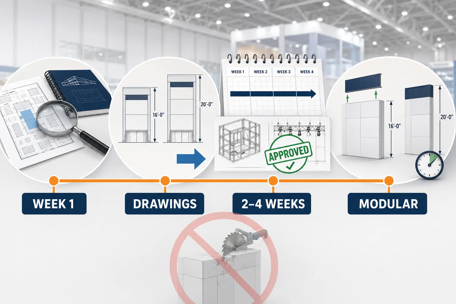 LVCC booth height rules approvals and timeline planning
